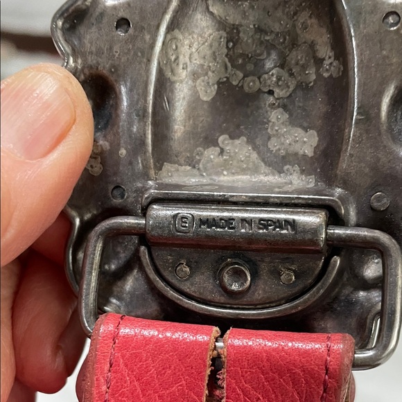 Coral Belt, Made in USA, Italian Celtikin Leather. Antique,rustic, buckle - Picture 2 of 3